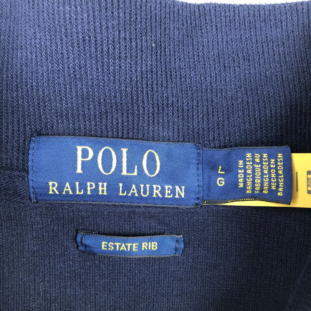 Ralph Lauren POLO RALPH LAUREN ESTATE RIB half-zip sweatshirt, sweatshirt, men's size L cotton navy blue type Vintage Second Hand
