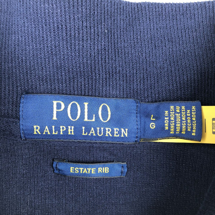 Ralph Lauren POLO RALPH LAUREN ESTATE RIB half-zip sweatshirt, sweatshirt, men's size L cotton navy blue type Vintage Second Hand