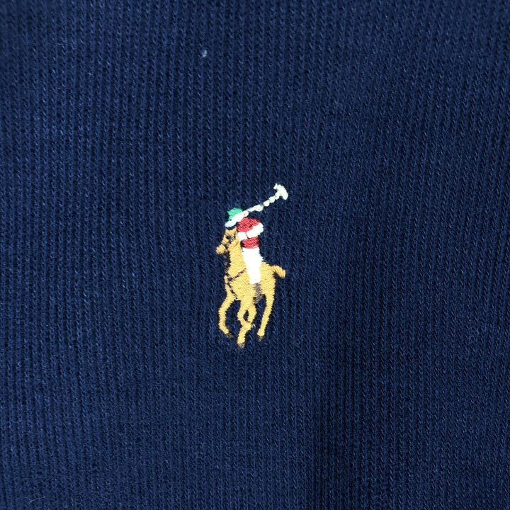 Ralph Lauren POLO RALPH LAUREN ESTATE RIB half-zip sweatshirt, sweatshirt, men's size L cotton navy blue type Vintage Second Hand