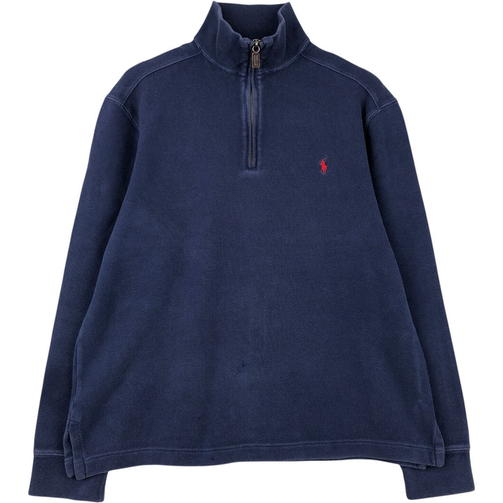 Ralph Lauren POLO by Ralph Lauren Half-Zip Sweatshirt, Men's S cotton navy blue type Vintage Second Hand