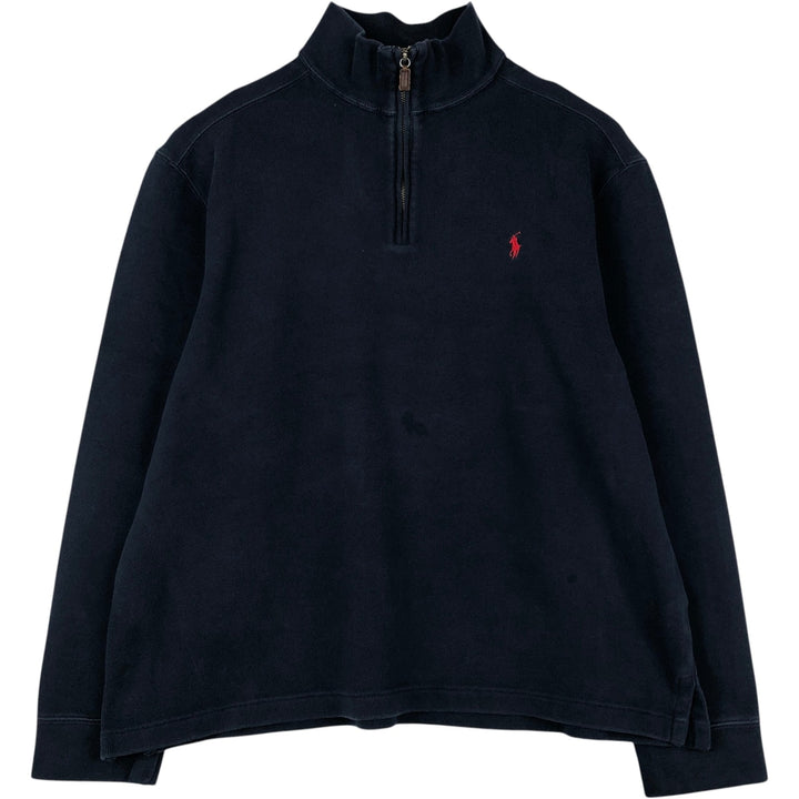 Ralph Lauren POLO by Ralph Lauren Half-Zip Sweatshirt, Men's XL cotton navy blue type Vintage Second Hand