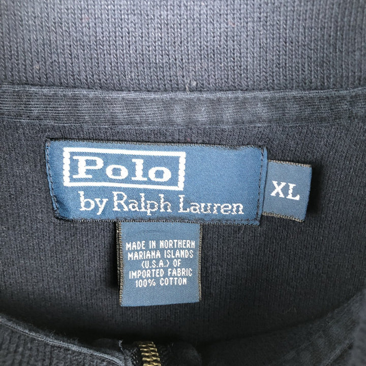 Ralph Lauren POLO by Ralph Lauren Half-Zip Sweatshirt, Men's XL cotton navy blue type Vintage Second Hand