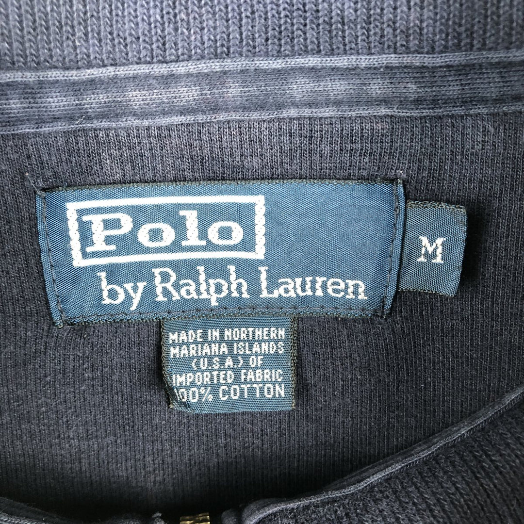 Ralph Lauren POLO by Ralph Lauren Half-Zip Sweatshirt, Men's M cotton navy blue type Vintage Second Hand
