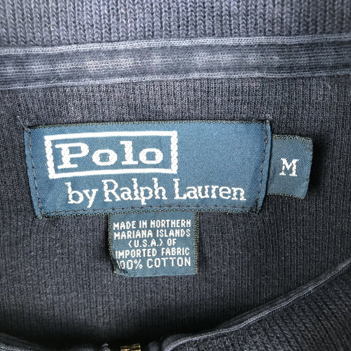 Ralph Lauren POLO by Ralph Lauren Half-Zip Sweatshirt, Men's M cotton navy blue type Vintage Second Hand