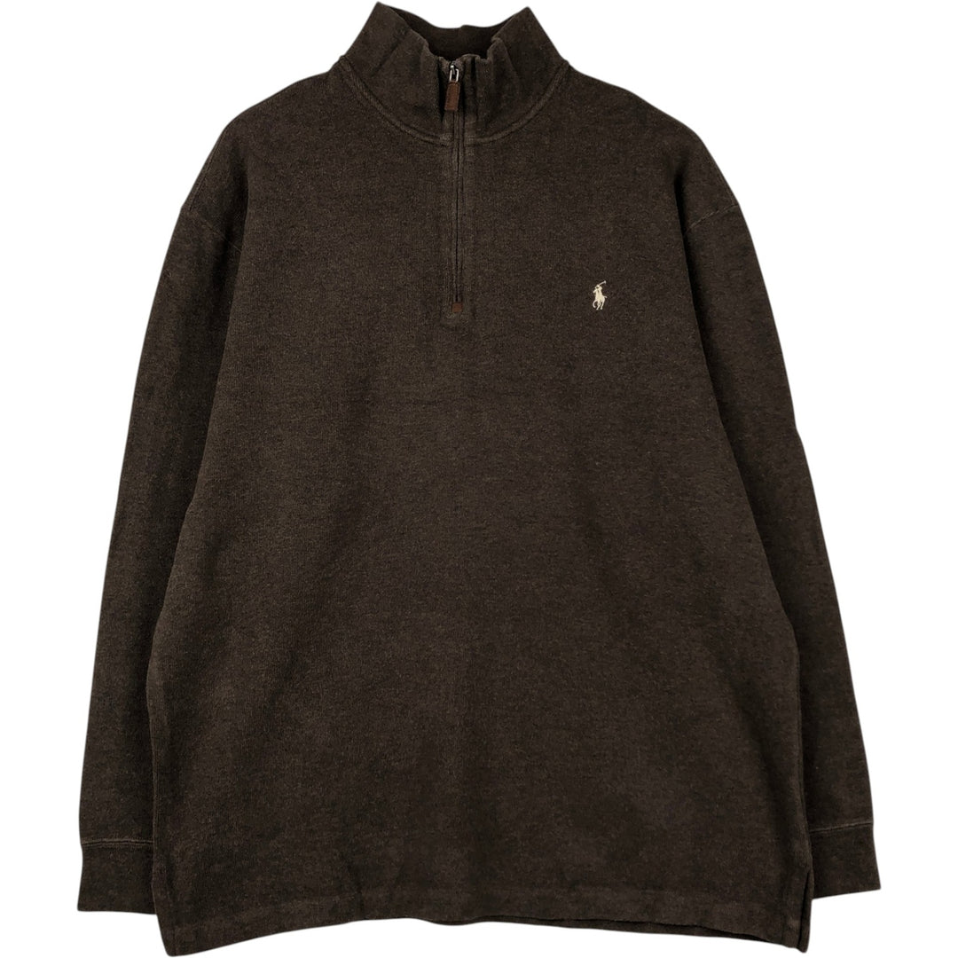 Ralph Lauren POLO by Ralph Lauren Half-Zip Sweatshirt, Men's XL cotton brown type Vintage Second Hand