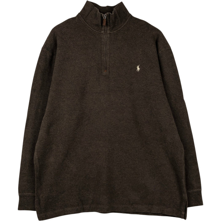 Ralph Lauren POLO by Ralph Lauren Half-Zip Sweatshirt, Men's XL cotton brown type Vintage Second Hand