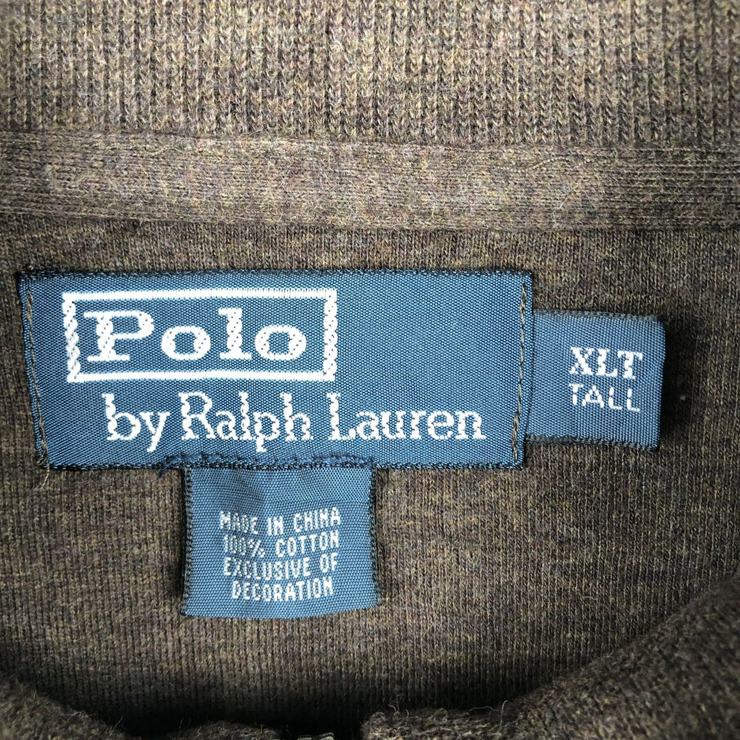 Ralph Lauren POLO by Ralph Lauren Half-Zip Sweatshirt, Men's XL cotton brown type Vintage Second Hand