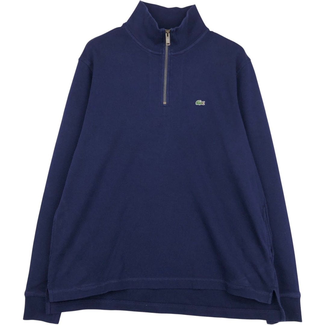 Lacoste (LACOSTE) France-designed half-zip sweatshirt, size 7 (equivalent to men's XXL). cotton navy blue type Vintage Second Hand