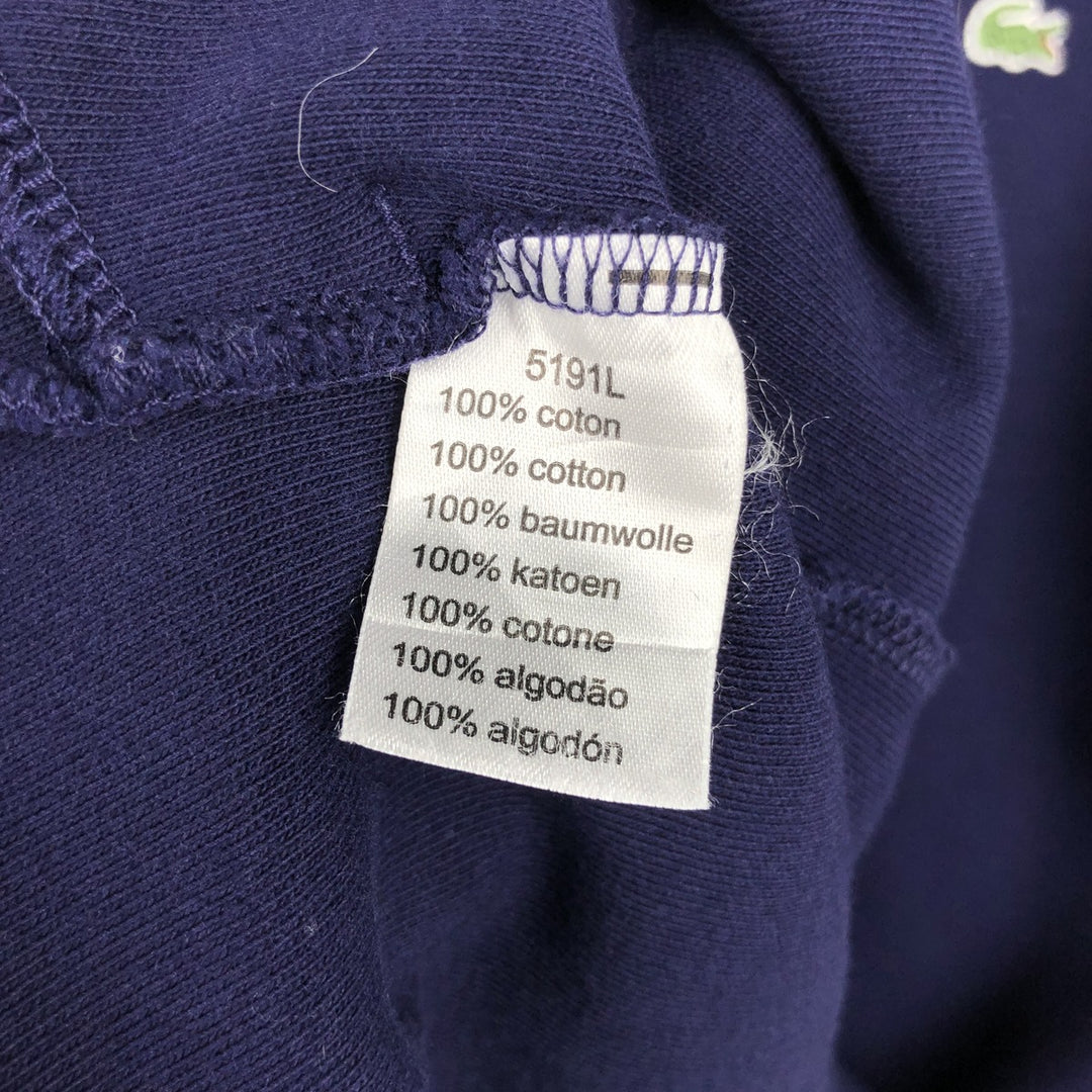 Lacoste (LACOSTE) France-designed half-zip sweatshirt, size 7 (equivalent to men's XXL). cotton navy blue type Vintage Second Hand