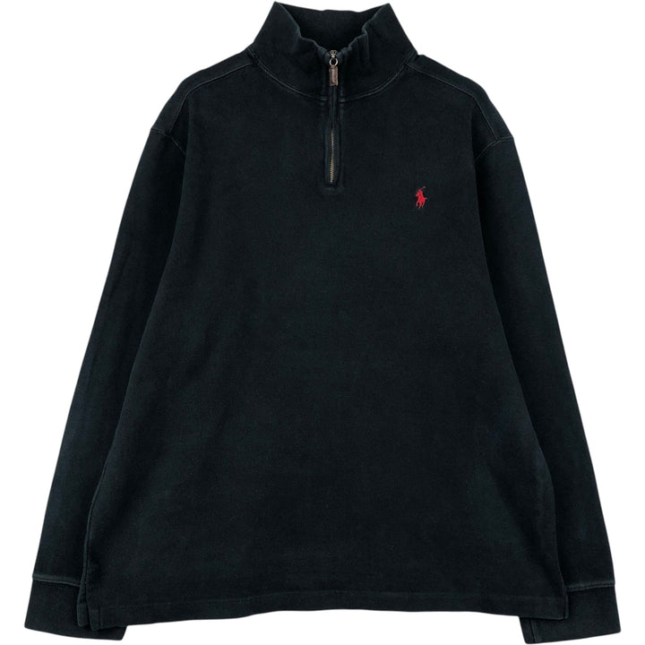 Ralph Lauren POLO by Ralph Lauren Half-Zip Sweatshirt, Men's XL cotton black type Vintage Second Hand