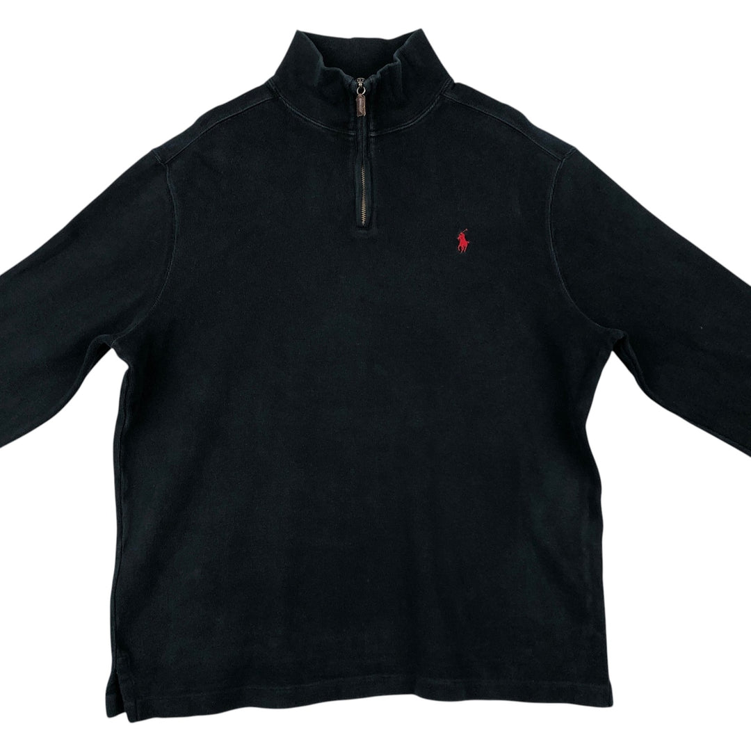 Ralph Lauren POLO by Ralph Lauren Half-Zip Sweatshirt, Men's XL cotton black type Vintage Second Hand