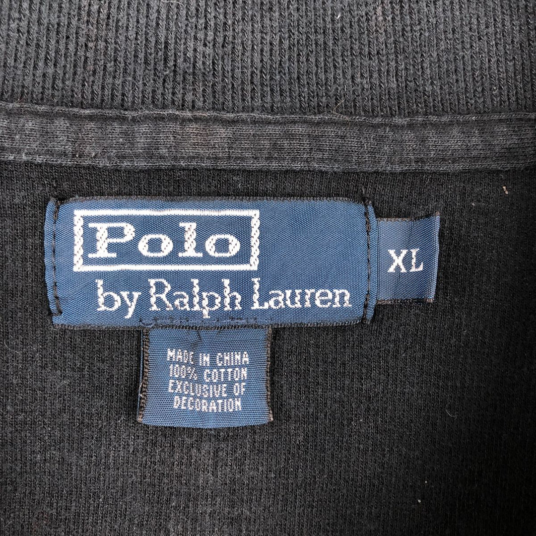 Ralph Lauren POLO by Ralph Lauren Half-Zip Sweatshirt, Men's XL cotton black type Vintage Second Hand