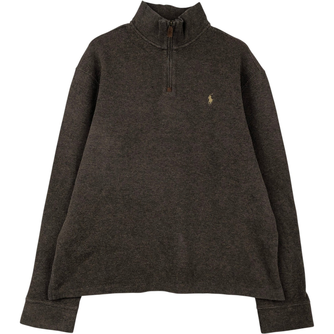 Ralph Lauren POLO by Ralph Lauren Half-Zip Sweatshirt, Men's Size L cotton brown type Vintage Second Hand