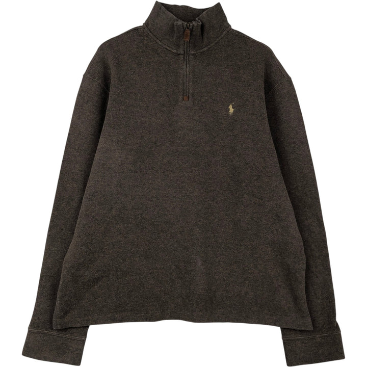 Ralph Lauren POLO by Ralph Lauren Half-Zip Sweatshirt, Men's Size L cotton brown type Vintage Second Hand