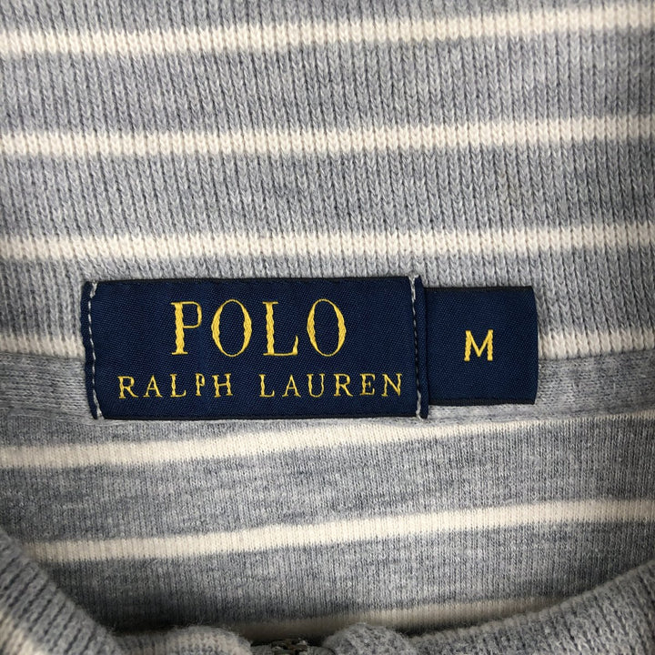 Ralph Lauren POLO RALPH LAUREN Striped Pattern Half-Zip Sweatshirt (Men's Size M) cotton gray type Vintage Second Hand