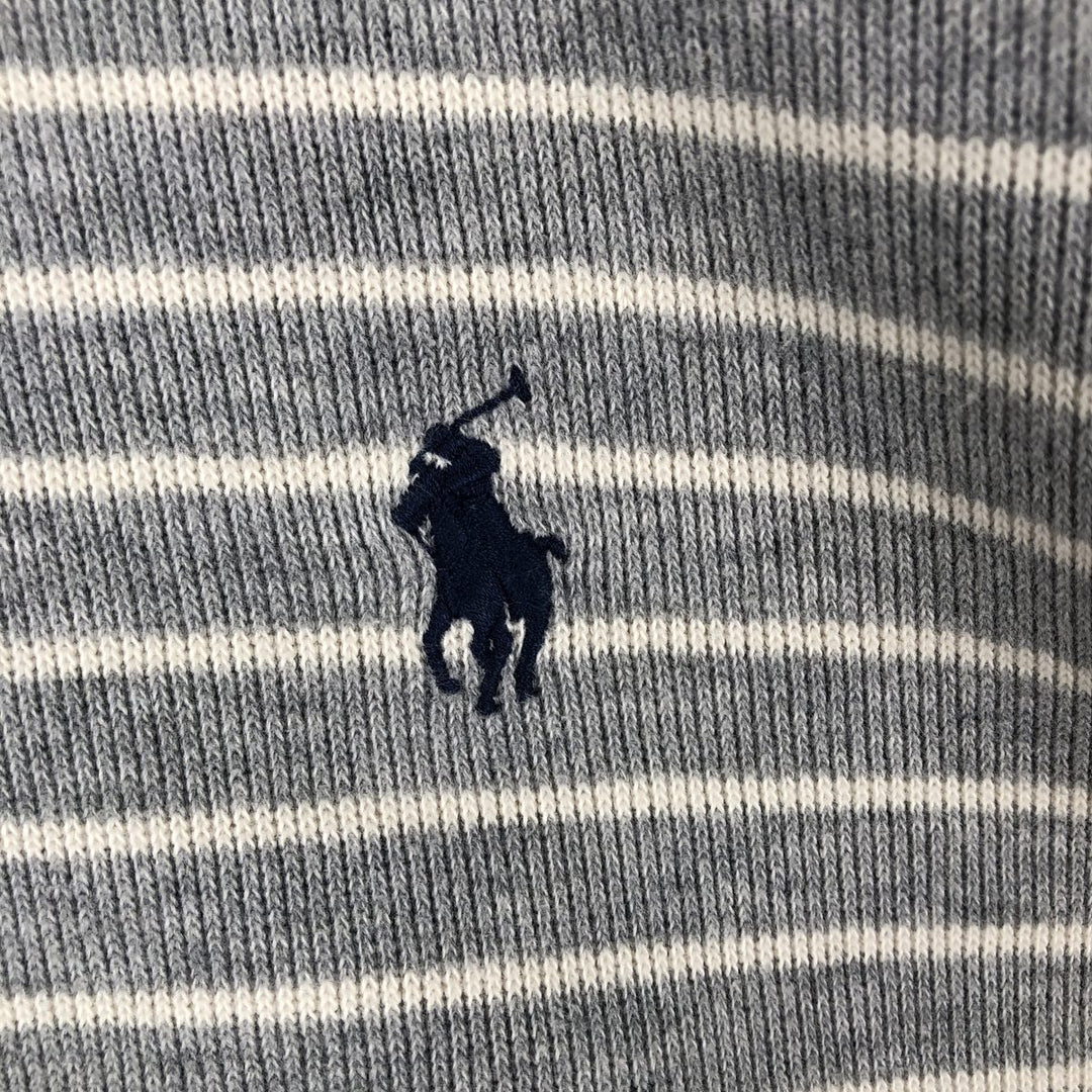 Ralph Lauren POLO RALPH LAUREN Striped Pattern Half-Zip Sweatshirt (Men's Size M) cotton gray type Vintage Second Hand