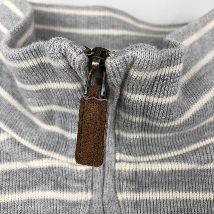Ralph Lauren POLO RALPH LAUREN Striped Pattern Half-Zip Sweatshirt (Men's Size M) cotton gray type Vintage Second Hand