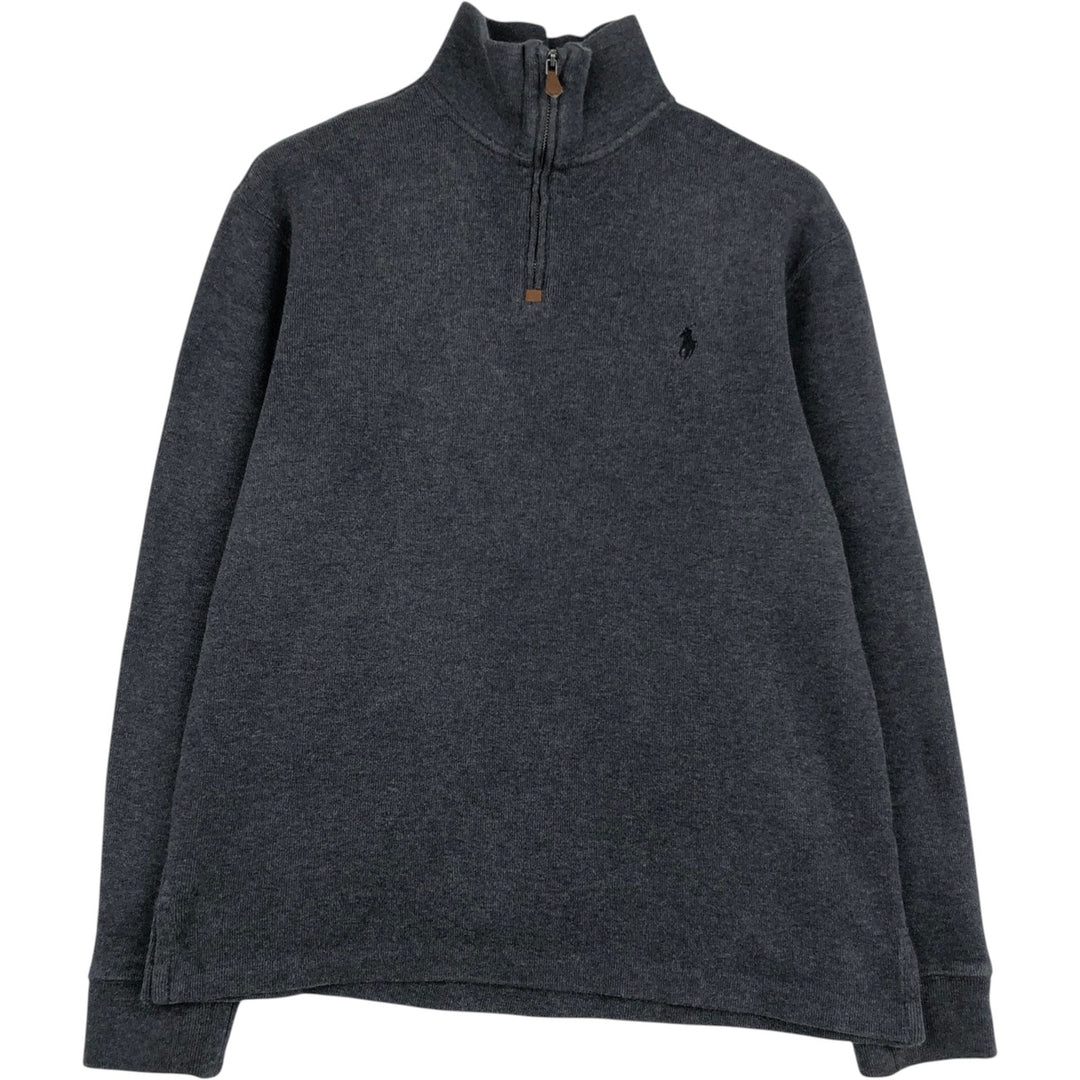 Ralph Lauren POLO by Ralph Lauren Half-Zip Sweatshirt, Men's M cotton gray type Vintage Second Hand