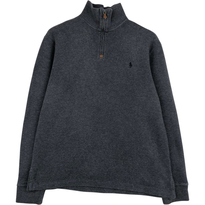 Ralph Lauren POLO by Ralph Lauren Half-Zip Sweatshirt, Men's M cotton gray type Vintage Second Hand