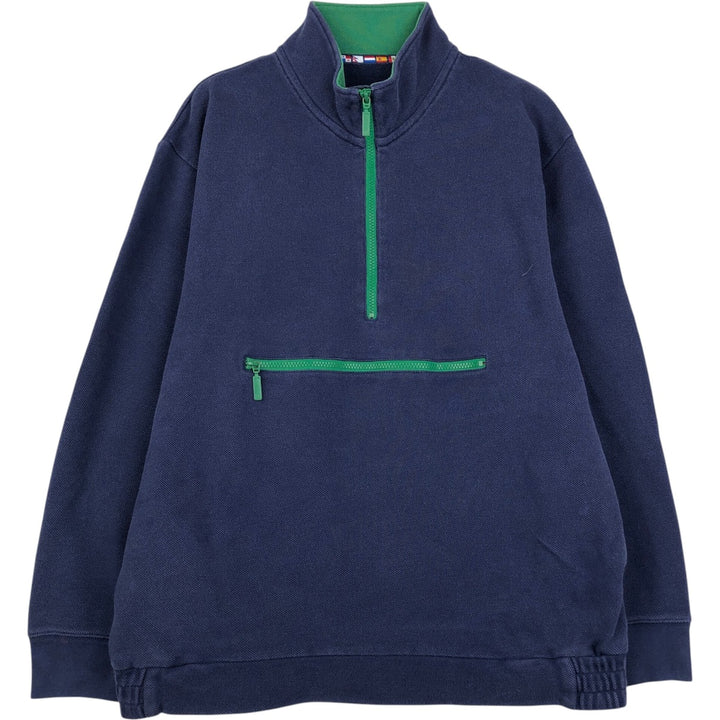 2000'S Orvis Half-Zip Sweatshirt (Men's Size L) cotton navy blue type Vintage Second Hand