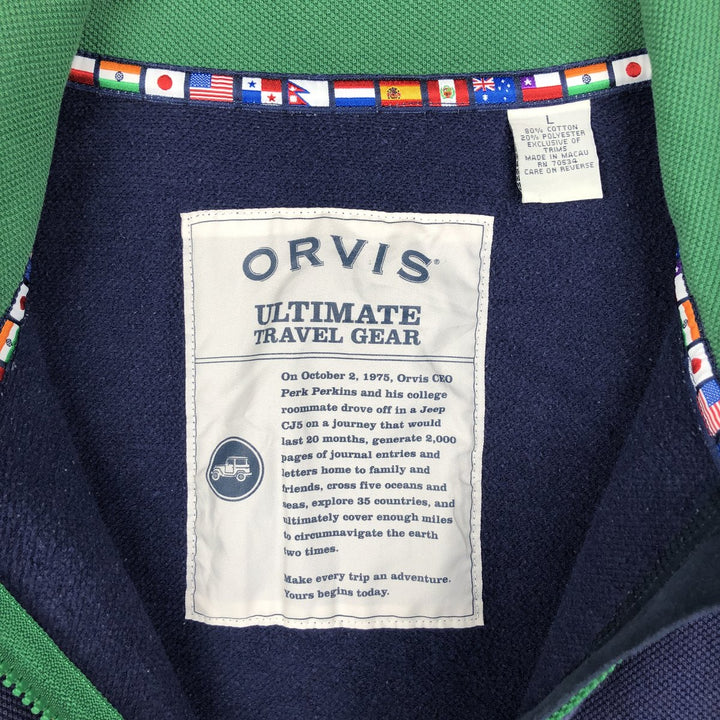 2000'S Orvis Half-Zip Sweatshirt (Men's Size L) cotton navy blue type Vintage Second Hand