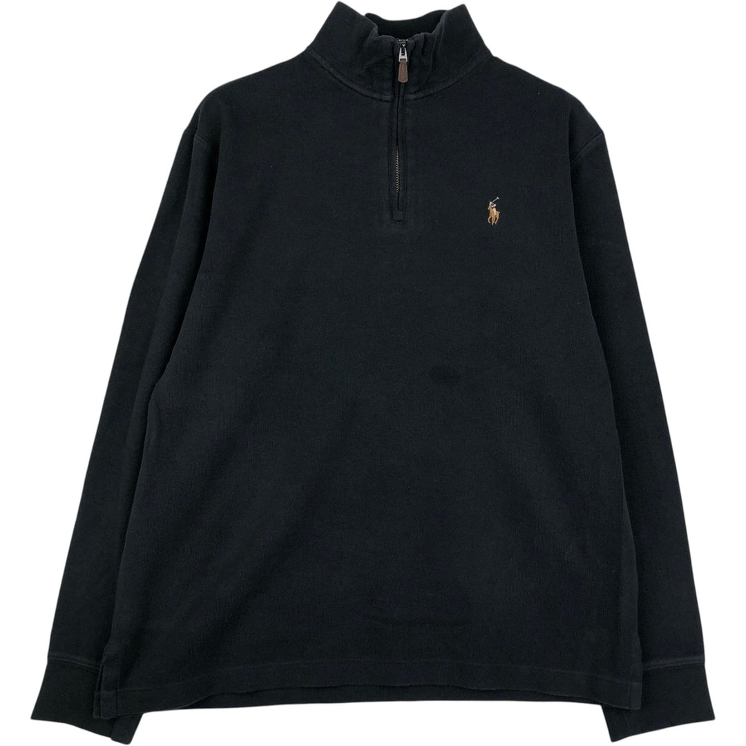 Ralph Lauren POLO RALPH LAUREN ESTATE RIB Rib Knit Half-Zip Sweatshirt (Men's Size M) cotton black type Vintage Second Hand