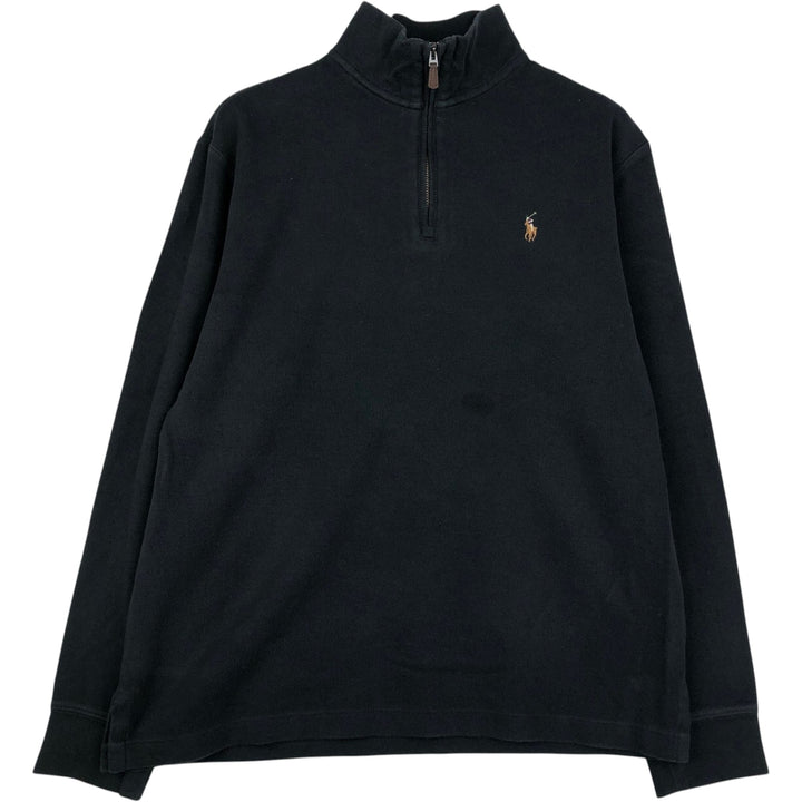 Ralph Lauren POLO RALPH LAUREN ESTATE RIB Rib Knit Half-Zip Sweatshirt (Men's Size M) cotton black type Vintage Second Hand
