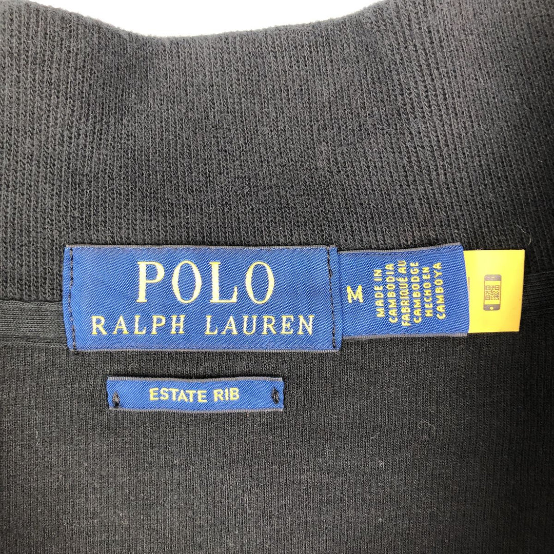 Ralph Lauren POLO RALPH LAUREN ESTATE RIB Rib Knit Half-Zip Sweatshirt (Men's Size M) cotton black type Vintage Second Hand