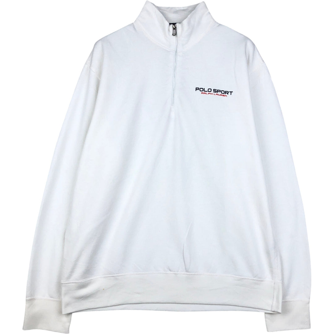 Ralph Lauren POLO SPORT Half-Zip Sweatshirt, Men's XL polyester white type Vintage Second Hand