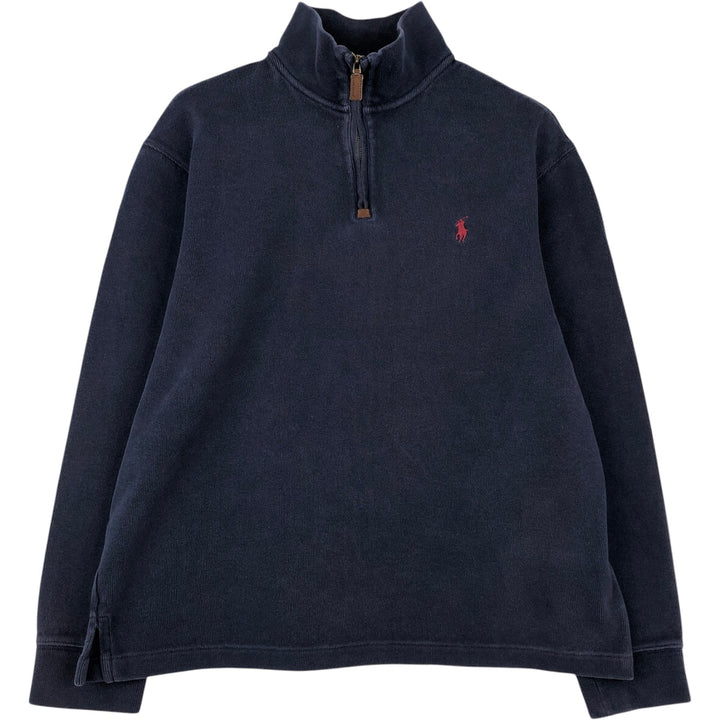 Ralph Lauren POLO RALPH LAUREN Half-zip sweatshirt, men's M size cotton navy blue type Vintage Second Hand