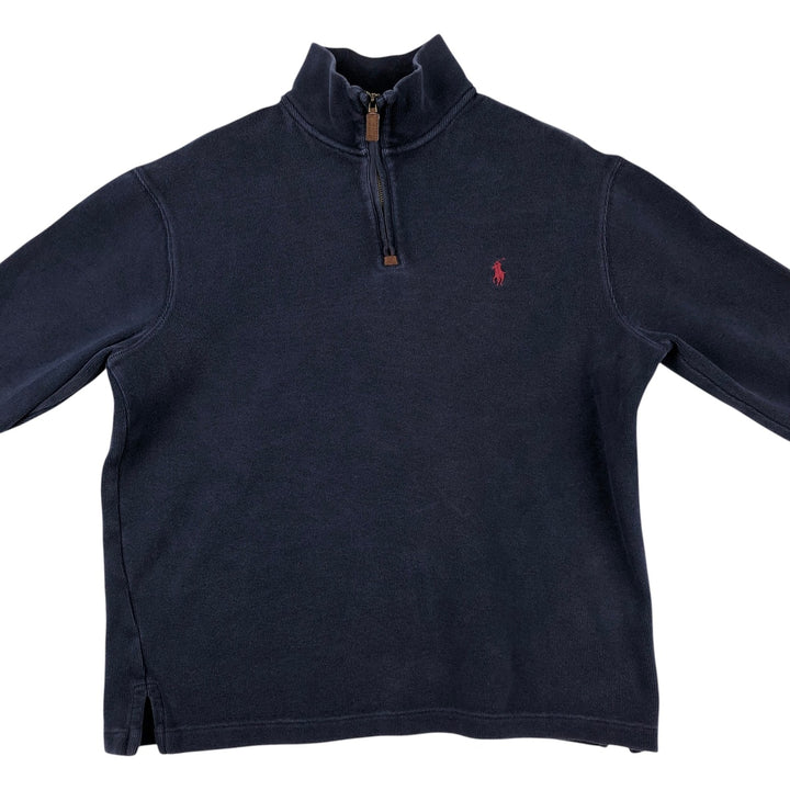 Ralph Lauren POLO RALPH LAUREN Half-zip sweatshirt, men's M size cotton navy blue type Vintage Second Hand