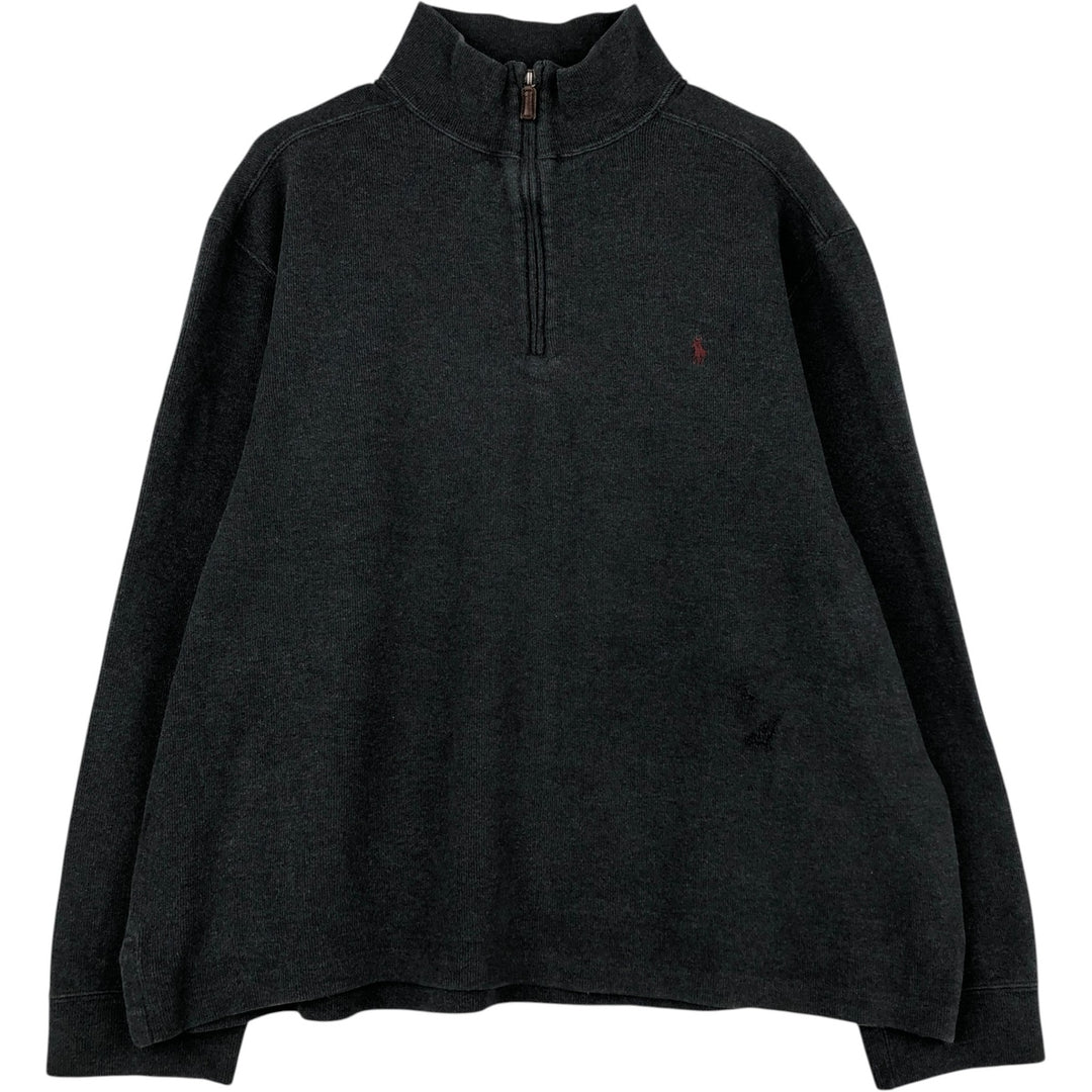 Ralph Lauren POLO by Ralph Lauren Half-Zip Sweatshirt, Men's Size L cotton Charcoal Vintage Second Hand