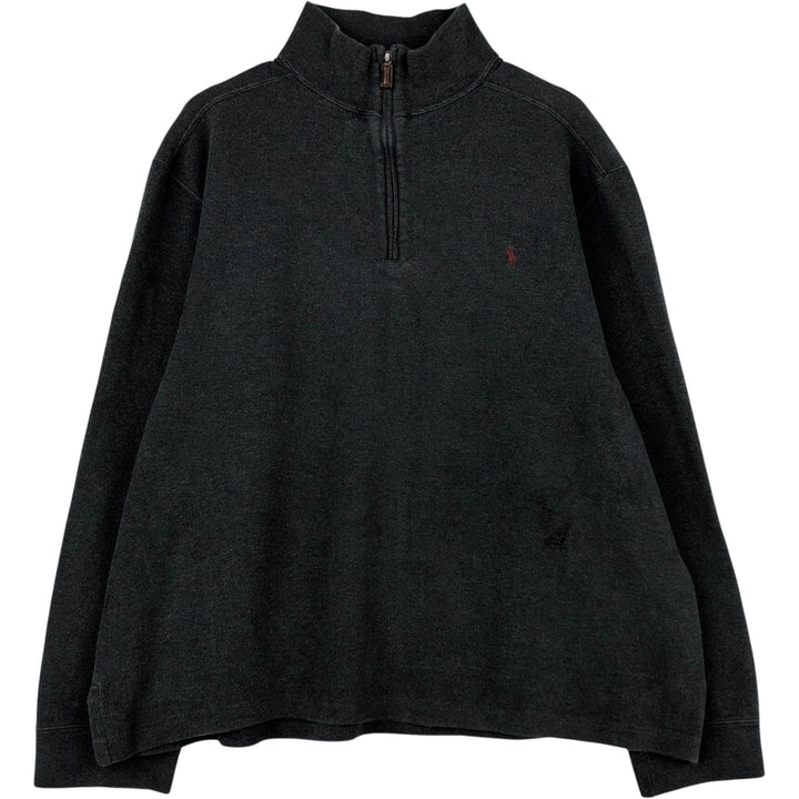 Ralph Lauren POLO by Ralph Lauren Half-Zip Sweatshirt, Men's Size L cotton Charcoal Vintage Second Hand