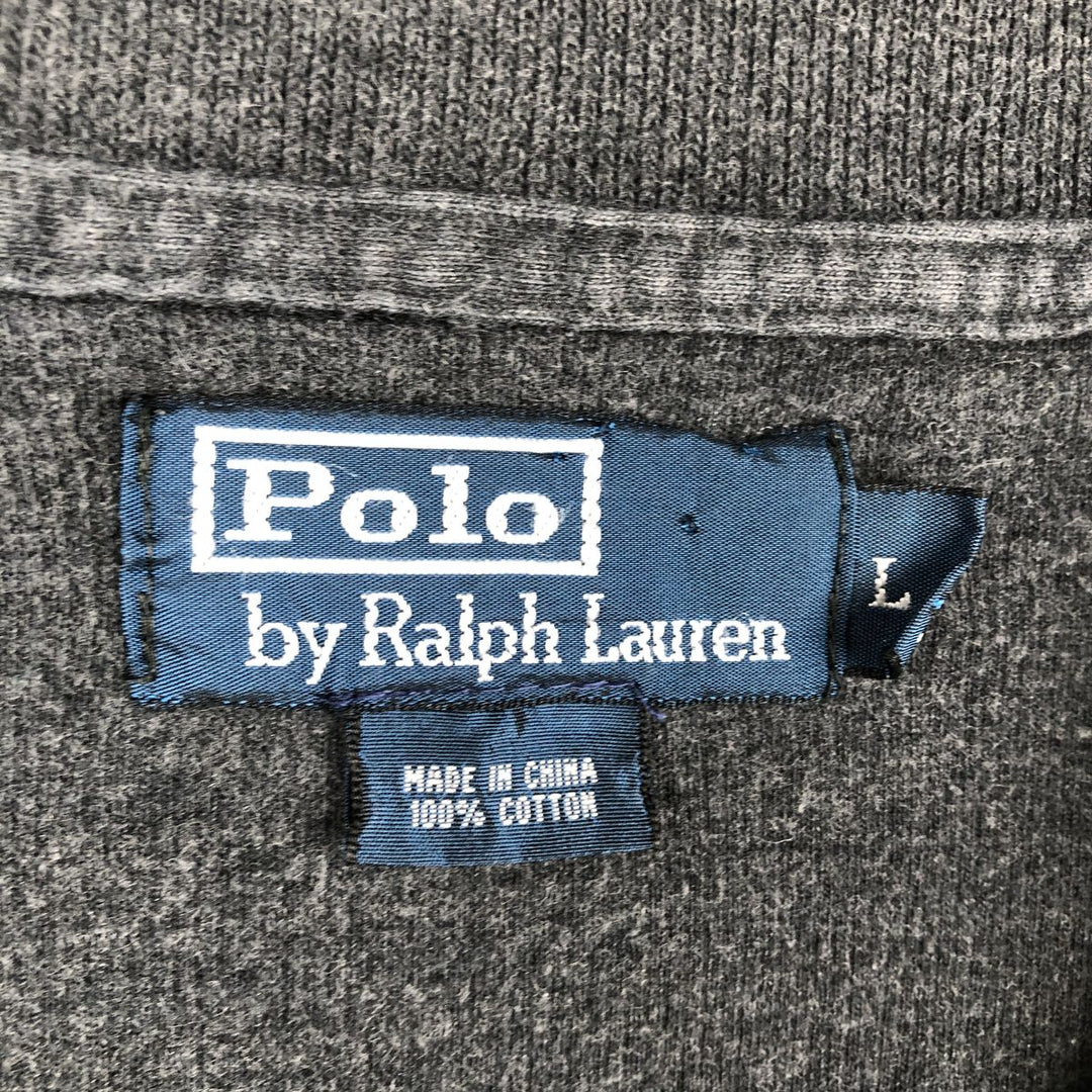 Ralph Lauren POLO by Ralph Lauren Half-Zip Sweatshirt, Men's Size L cotton Charcoal Vintage Second Hand