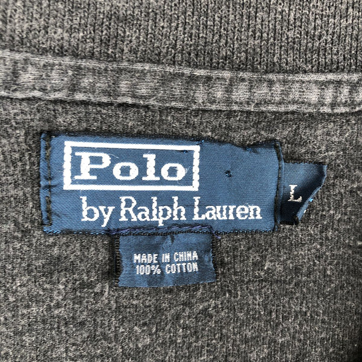 Ralph Lauren POLO by Ralph Lauren Half-Zip Sweatshirt, Men's Size L cotton Charcoal Vintage Second Hand