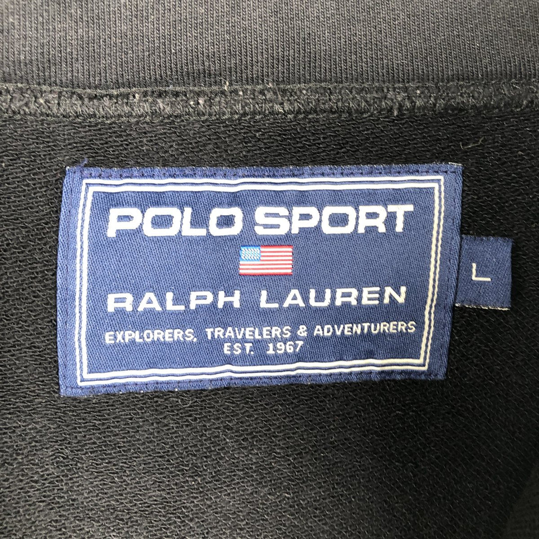 90'S Ralph Lauren POLO SPORT Half-Zip Sweatshirt, Men's Size L (approx.), Vintage cotton black type Vintage Second Hand