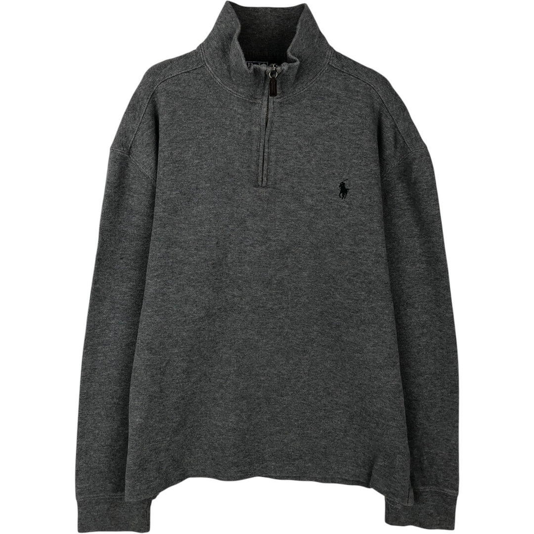 Ralph Lauren POLO by Ralph Lauren Half-Zip Sweatshirt, Men's M cotton gray type Vintage Second Hand