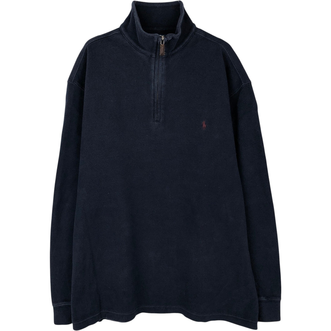 Ralph Lauren POLO by Ralph Lauren Half-Zip Sweatshirt, Men's Size L cotton navy blue type Vintage Second Hand