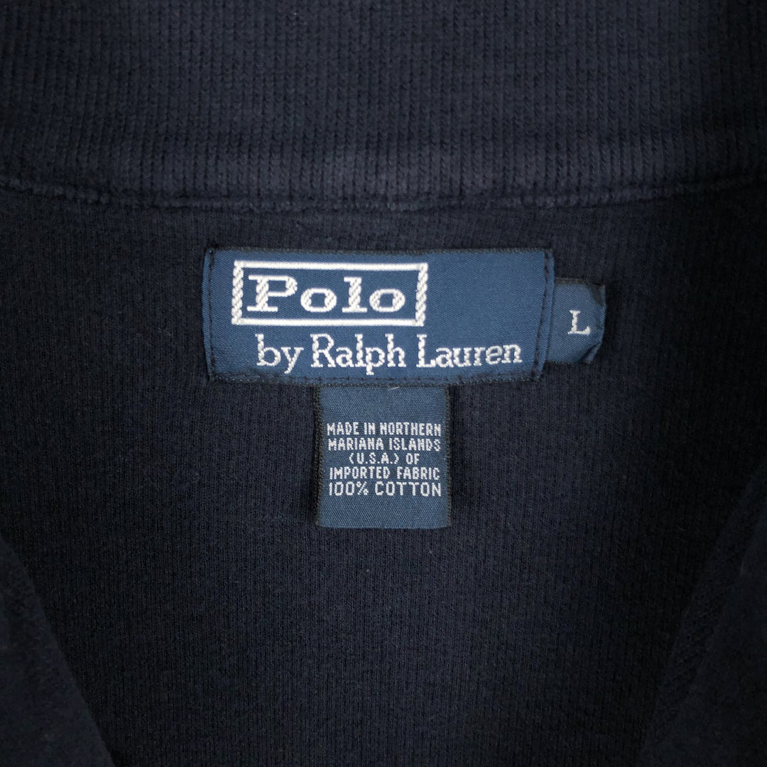 Ralph Lauren POLO by Ralph Lauren Half-Zip Sweatshirt, Men's Size L cotton navy blue type Vintage Second Hand