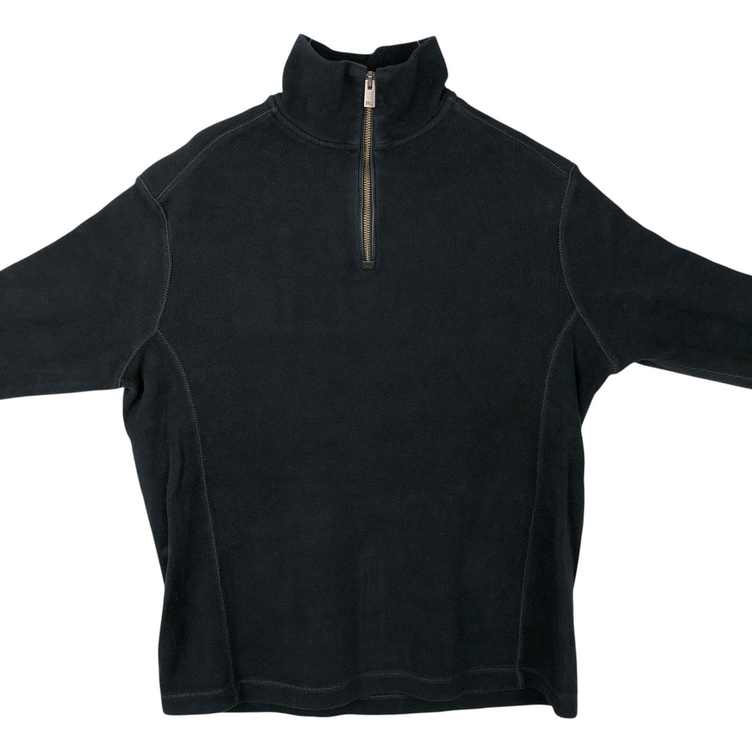 Ralph Lauren POLO by Ralph Lauren Half-Zip Sweatshirt, Men's M cotton black type Vintage Second Hand