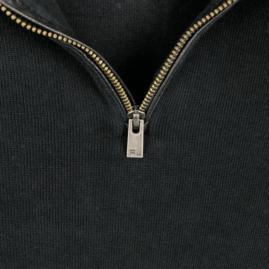 Ralph Lauren POLO by Ralph Lauren Half-Zip Sweatshirt, Men's M cotton black type Vintage Second Hand