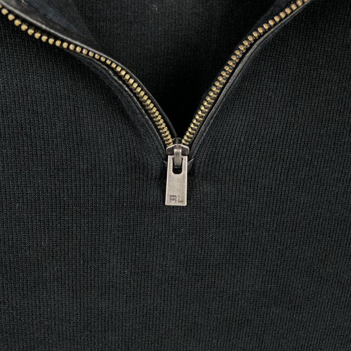 Ralph Lauren POLO by Ralph Lauren Half-Zip Sweatshirt, Men's M cotton black type Vintage Second Hand