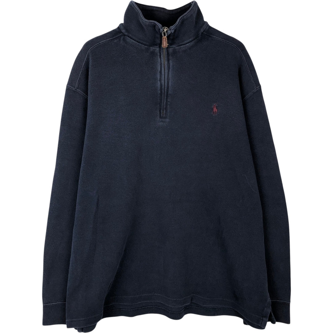 Ralph Lauren POLO by Ralph Lauren Half-Zip Sweatshirt, Men's Size L cotton navy blue type Vintage Second Hand