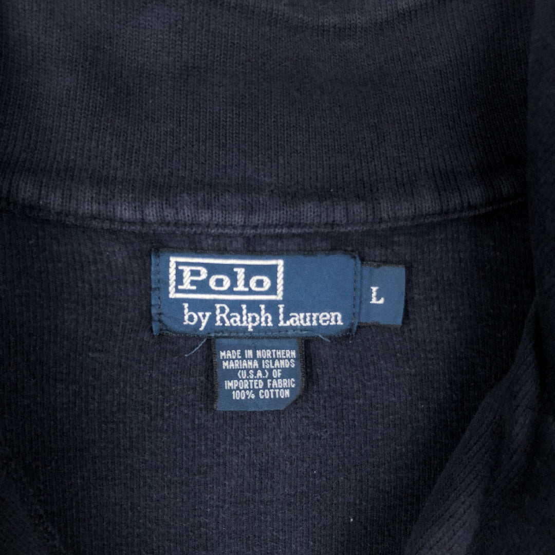 Ralph Lauren POLO by Ralph Lauren Half-Zip Sweatshirt, Men's Size L cotton navy blue type Vintage Second Hand