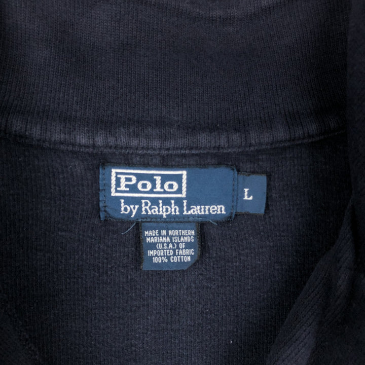Ralph Lauren POLO by Ralph Lauren Half-Zip Sweatshirt, Men's Size L cotton navy blue type Vintage Second Hand