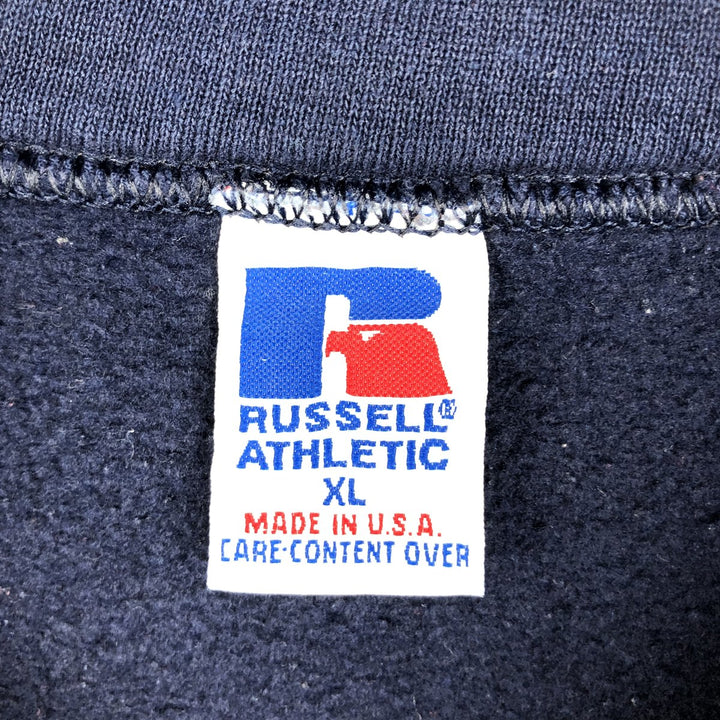 90'S Russell Half-Zip Sweatshirt, Made in USA, Men's XL, Vintage cotton navy blue type Vintage Second Hand