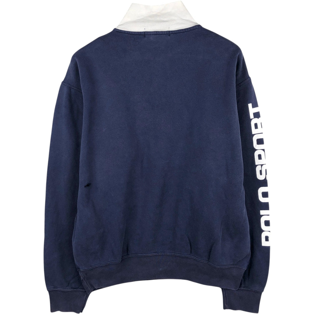 Ralph Lauren POLO SPORT half-zip sweatshirt, men's size M cotton navy blue type Vintage Second Hand