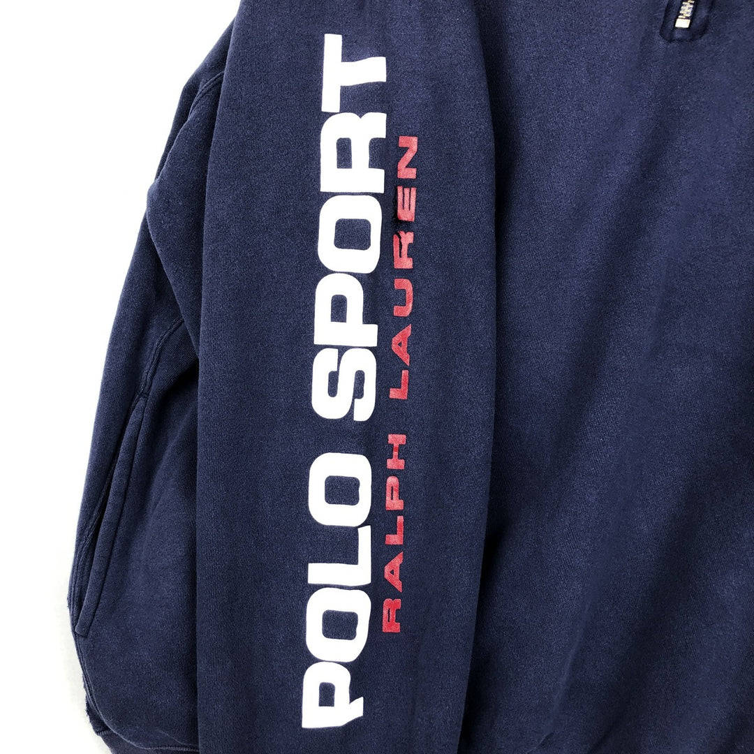 Ralph Lauren POLO SPORT half-zip sweatshirt, men's size M cotton navy blue type Vintage Second Hand