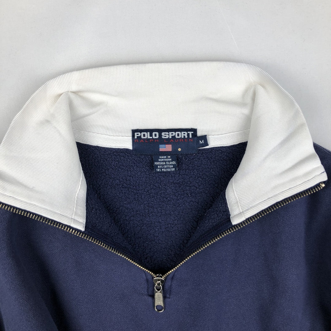 Ralph Lauren POLO SPORT half-zip sweatshirt, men's size M cotton navy blue type Vintage Second Hand