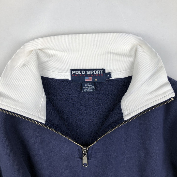 Ralph Lauren POLO SPORT half-zip sweatshirt, men's size M cotton navy blue type Vintage Second Hand